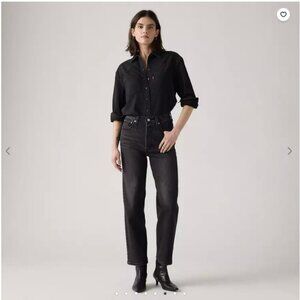 Levi's Ribcage Straight Ankle Jeans in Black Size 24